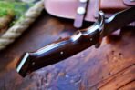 Damascus Bowie Knife — Hand-Forged, 14" Overall, Rosewood Handle, Leather Sheath | Engraving Available - Image 4