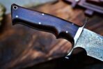 Damascus Bowie Knife — Hand-Forged, 14" Overall, Rosewood Handle, Leather Sheath | Engraving Available - Image 5