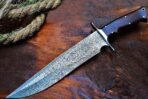 Damascus Bowie Knife — Hand-Forged, 14" Overall, Rosewood Handle, Leather Sheath | Engraving Available - Image 7