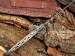 Damascus Skinner Knife — Hand-Forged, Stag Horn Handle, Leather Sheath (RK-497) - Image 3