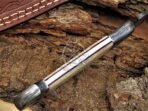 Damascus Skinner Knife — Hand-Forged, Stag Horn Handle, Leather Sheath (RK-497) - Image 6