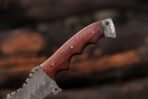 Damascus Tracker Knife — Hand-Forged, Wood Handle, Leather Sheath (RK-470) - Image 3