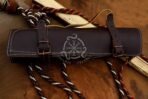 Damascus Chef Knife — Hand-Forged, Buffalo Horn Handle, Leather Sheath (RK-503) - Image 5