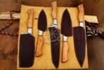 Damascus Chef Knife — Hand-Forged, Buffalo Horn Handle, Leather Sheath (RK-503) - Image 3