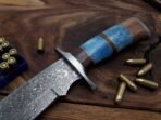 Damascus Bowie Knife — Hand-Forged, 17" Overall, Rosewood Handle, Leather Sheath | Engraving Available (RK-486) - Image 4