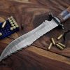 RK-484 17" Damascus Steel Knife Handmade Bowie Knife, Fixed Blade knife Hunting Knife, Prime Quality Rose Wood Handle, Personalized gift USA Made - Image 2