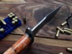 Damascus Bowie Knife — Hand-Forged, Camel Bone Handle, Leather Sheath (RK-488) - Image 2