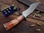 Damascus Bowie Knife — Hand-Forged, Camel Bone Handle, Leather Sheath (RK-488) - Image 4