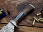 Damascus Camp Knife — Hand-Forged, Stag Horn Handle, Leather Sheath (RK-485) - Image 4