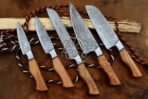 Damascus Chef Knife — Hand-Forged, Buffalo Horn Handle, Leather Sheath (RK-503) - Image 2