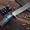 RK-486 17" Damascus Steel Knife Handmade Bowie Knife, Fixed Blade knife Hunting Knife,Prime Quality Rose Wood Handle, Personalized gift USA Made - Image 5