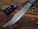 Damascus Bowie Knife — Hand-Forged, 17" Overall, Rosewood Handle, Leather Sheath | Engraving Available (RK-486) - Image 6