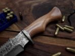 Damascus Bowie Knife — Hand-Forged, Rosewood Handle, Leather Sheath | Engraving Available - Image 3