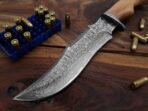 Damascus Bowie Knife — Hand-Forged, Rosewood Handle, Leather Sheath | Engraving Available - Image 4