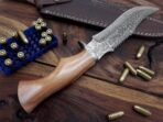 Damascus Bowie Knife — Hand-Forged, Rosewood Handle, Leather Sheath | Engraving Available - Image 5