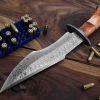 RK-488 Beautiful Damascus Hunting Bowie Camping Knife Damascus Steel Knives Camel Bone Handle Best Knife Collection Gift For Him , Her USA made - Image 6