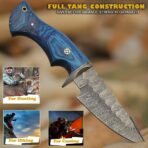 Damascus Hunting Knife — Hand-Forged, Stag Horn Handle, Leather Sheath (RK-466) - Image 2