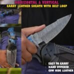 Damascus Hunting Knife — Hand-Forged, Stag Horn Handle, Leather Sheath (RK-466) - Image 3