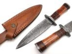 Damascus Dagger Knife — Hand-Forged, Bone Handle, Leather Sheath (RK-475) - Image 2