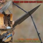 Damascus Hunting Knife — Hand-Forged, Stag Horn Handle, Leather Sheath (RK-466) - Image 4