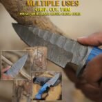 Damascus Hunting Knife — Hand-Forged, Stag Horn Handle, Leather Sheath (RK-466) - Image 5