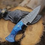 Damascus Hunting Knife — Hand-Forged, Stag Horn Handle, Leather Sheath (RK-466) - Image 6