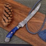 Damascus Fish Fillet Knife — Hand-Forged, Resin Handle, Leather Sheath - view 2