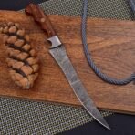 Damascus Fish Fillet Knife — Hand-Forged, Wood Handle, Leather Sheath (RK-480) - Image 2