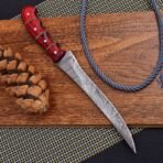 Damascus Fish Fillet Knife — Hand-Forged, Wood Handle, Leather Sheath - Image 3