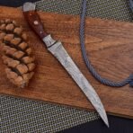 Damascus Fish Fillet Knife — Hand-Forged, Bone Handle, Leather Sheath – Style 2 - Image 4