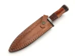 Damascus Dagger Knife — Hand-Forged, Wood Handle, Leather Sheath - Image 3