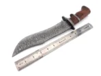 Damascus Bowie Knife — Hand-Forged, Wood Handle, Leather Sheath (RK-467) - Image 3