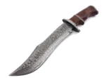 Damascus Bowie Knife — Hand-Forged, Wood Handle, Leather Sheath (RK-467) - Image 4