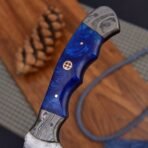 Damascus Fish Fillet Knife — Hand-Forged, Resin Handle, Leather Sheath - view 3