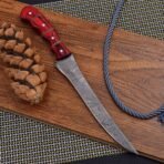 Damascus Fish Fillet Knife — Hand-Forged, Wood Handle, Leather Sheath - Image 5