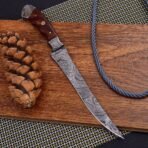 Damascus Fish Fillet Knife — Hand-Forged, Bone Handle, Leather Sheath – Style 2 - Image 5