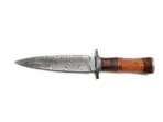 Damascus Dagger Knife — Hand-Forged, Wood Handle, Leather Sheath - Image 4