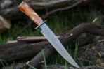 Damascus Bowie Knife — Hand-Forged, Bone Handle, Leather Sheath (RK-491) - Image 2