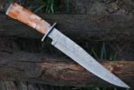 Damascus Bowie Knife — Hand-Forged, Bone Handle, Leather Sheath (RK-491) - Image 6