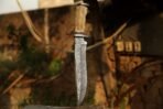 Damascus Bowie Knife — Hand-Forged, Camel Bone Handle, Leather Sheath (RK-490) - Image 5