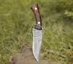 Damascus Camp Knife — Hand-Forged, Stag Horn Handle, Leather Sheath (RK-493) - Image 5
