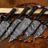 RK-504 Handmade Damascus Chef set 5 pcs With Leather Damascus Knife Set,Damascus Chef Knife,Full Tang Kitchen Knife Set,Damascus Chef Set, USA Made - Image 3