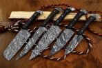 Damascus Chef Knife — Hand-Forged, Buffalo Horn Handle, Leather Sheath (RK-504) - Image 3