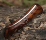 Damascus Camp Knife — Hand-Forged, Stag Horn Handle, Leather Sheath (RK-493) - Image 6