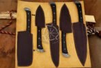 Damascus Chef Knife — Hand-Forged, Buffalo Horn Handle, Leather Sheath (RK-504) - Image 4