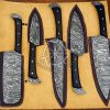 RK-504 Handmade Damascus Chef set 5 pcs With Leather Damascus Knife Set,Damascus Chef Knife,Full Tang Kitchen Knife Set,Damascus Chef Set, USA Made - Image 5