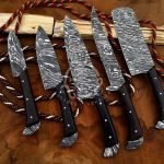 Damascus Chef Knife — Hand-Forged, Buffalo Horn Handle, Leather Sheath (RK-504)