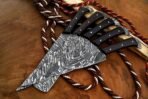 Damascus Chef Knife — Hand-Forged, Buffalo Horn Handle, Leather Sheath (RK-504) - Image 6