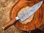 Damascus Chef Knife — Hand-Forged, Wood Handle, Leather Sheath | Engraving Available (RK-500) - Image 6