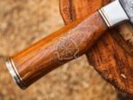 Damascus Chef Knife — Hand-Forged, Wood Handle, Leather Sheath | Engraving Available (RK-500) - Image 3